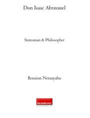 Cover of: Don Isaac Abravanel by Benzion Netanyahu, Benzion Netanyahu