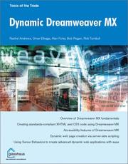 Cover of: Dynamic Dreamweaver MX by Rachel Andrew, Omar Elbaga, Alan Foley, Bob Regan, Rob Turnbull