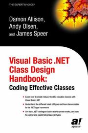 Cover of: Visual Basic .NET Class Design Handbook by Damon Allison, Andy Olsen, James Speer