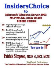 Cover of: InsidersChoice to MCP/MCSE Exam 70-293 Windows Server 2003 Certification: Planning and Maintaining a Microsoft Windows Server 2003 Network Infrastructure  (With Download Exam) Second Edition