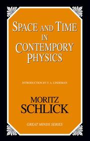 Cover of: Space and Time in Contemporary Physics | Moritz Schlick