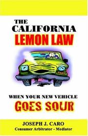 Cover of: The California Lemon Law | Joseph Caro