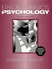 Cover of: Ethical conflicts in psychology by [edited by] Donald N. Bersoff.