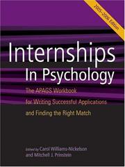 Cover of: Internships In Psychology, 2005-2006 by Carol Williams-Nickelson, Mitchell J. Prinstein, Shane J. Lopez