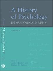 Cover of: A History of Psychology in Autobiography, Vol. 9 by 