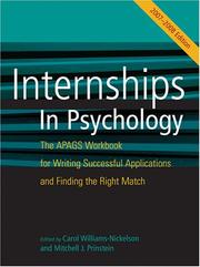 Cover of: Internship in Psychology 2007-2008: The Apags Workbook for Writing Successful Applications and Finding the Right Match