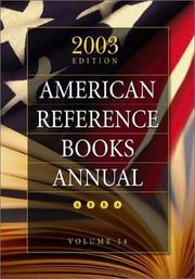 Cover of: American Reference Books Annual: 2003 Edition Volume 34 (American Reference Books Annual)