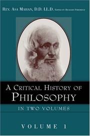Cover of: A Critical History of Philosophy Volume 1