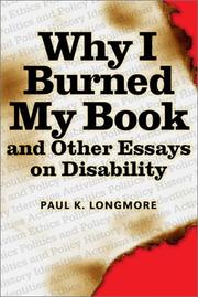 Cover of: Why I Burned My Book and Other Essays on Disability (American Subjects)