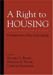 Cover of: A right to housing by edited by Rachel G. Bratt, Michael E. Stone, and Chester Hartman.