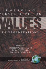 Cover of: Emerging Perspectives on Values in Organizations (HC) (Research in Social Issues in Management) | Dirk Steiner