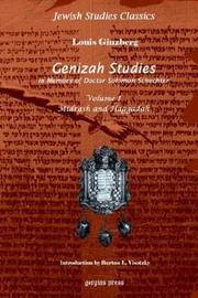 Cover of: Genizah Studies in Memory of Doctor Solomon Schechter: Midrash and Haggadah Volume 1
