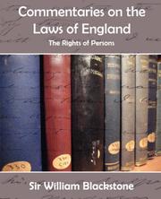 Cover of: Commentaries on the Laws of England (The Rights of Persons)