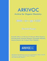 Cover of: ARKIVOC 2003 (XV) General Papers