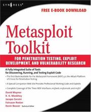 Cover of: Metasploit Toolkit for Penetration Testing, Exploit Development, and Vulnerability Research
