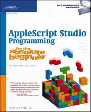 Cover of: AppleScript Studio Programming for the Absolute Beginner