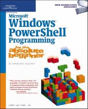 Cover of: Microsoft Windows PowerShell Programming for the Absolute Beginner