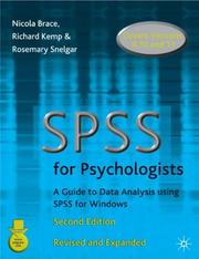 Cover of: SPSS for Psychologists by Nicola Brace, Richard Kemp, Rosemary Snelgar