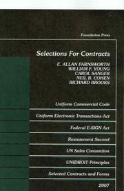 Cover of: Selections For Contracts 2007 Edition: Statutes, Restatements 2d, Forms