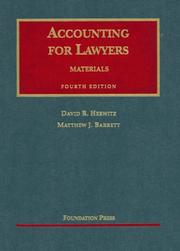 Cover of: Accounting for Lawyers by David R. Herwitz, Matthew J. Barrett