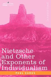 Cover of: Nietzsche and Other Exponents of Individualism by Paul Carus