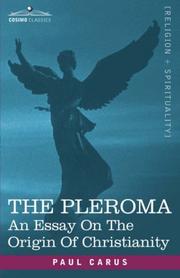 Cover of: THE PLEROMA by Paul Carus