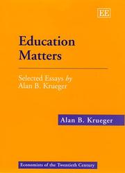 Cover of: Education Matters : Selected Essays by Alan B. Krueger (Economists of the Twentieth Century series)