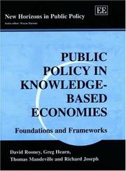 Cover of: Public Policy in Knowledge-Based Economies: Foundations and Frameworks (New Horizons in Public Policy Series)