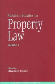 Cover of: Modern Studies in Property Law by Elizabeth Cooke, Elizabeth Cooke, Elizabeth Cooke