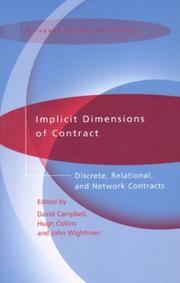 Cover of: Implicit Dimensions of Contract: Discrete, Relational, and Network Contracts (International Studies in the Theory of Private Law)