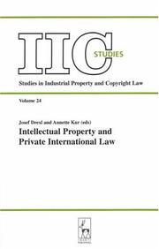 Cover of: Intellectual property and private international law: heading for the future