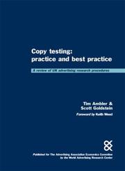 Cover of: Copy Testing by T. Ambler, S. Goldstein