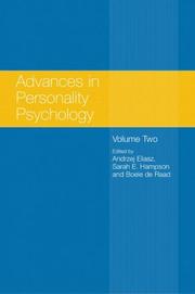 Cover of: Advances in Personality Psychology, Volume 2 (Advances in Personality Psychology)