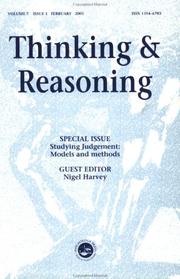 Cover of: Studying Judgement: Models and Methods (Thinking & Reasoning, Vol 7, Issue 1)