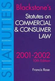 Cover of: Blackstone's Statutes on Commercial and Consumer Law (Blackstone's Statute Books) by F.D. Rose, F.D. Rose