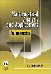 Cover of: Mathematical Analysis And Applications by Jayant V. Deshpande