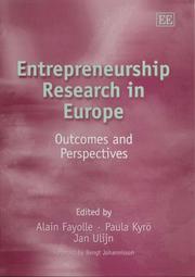 Cover of: Entrepreneurship Research In Europe: Outcomes And Perspectives