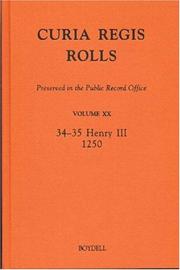Cover of: Curia Regis Rolls preserved in the Public Record Office XX (34-35 Henry III) (1250) (Curia Regis Rolls) by David Crook
