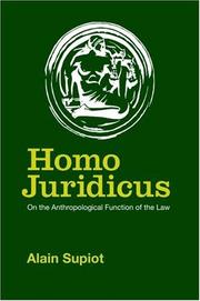 Cover of: Homo Juridicus: On the Anthropological Function of the Law