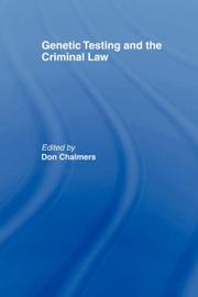 Cover of: Genetic Testing and the Criminal Law (Criminology)