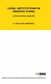 Cover of Legal Institutions in Manchu China by Sybille van der Sprenkel