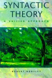 Syntactic theory by Robert D. Borsley