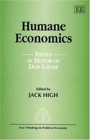 Cover of: Humane Economics: Essays in Honor of Don Lavoie (New Thinking in Political Economy)