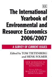 Cover of: The International Yearbook of Environmental And Resource Economics 2006/2007 by Tom Tietenberg