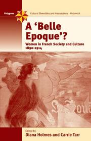 Cover of: A "Belle Epoque"? by edited by Diana Holmes and Carrie Tarr.