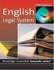 Cover of: Cavendish: English Legal System Lawcard 5/e (Lawcards Series)