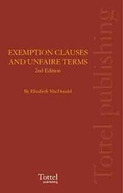 Cover of: Exemption Clauses and Unfair Terms