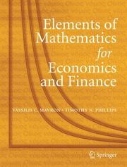Elements of mathematics for economics and finance by Vassilis C. Mavron