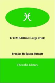 Cover of: T. TEMBAROM (Large Print) by Frances Hodgson Burnett