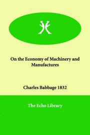 Cover of: On the Economy of Machinery and Manufactures by Charles Babbage
